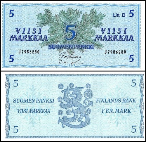 Finland 5 Markkaa Banknote, 1963, P-106Aa.31, UNC