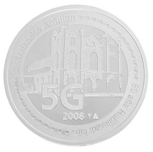 Netherlands Antilles 5 Gulden Silver Coin, 2008, KM #80, Mint, Commemorative, Church, Cross, In Box