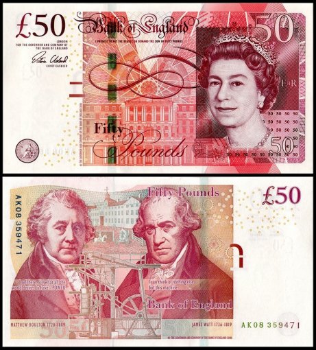 Great Britain 50 Pounds Banknote, 2010, P-393b, UNC