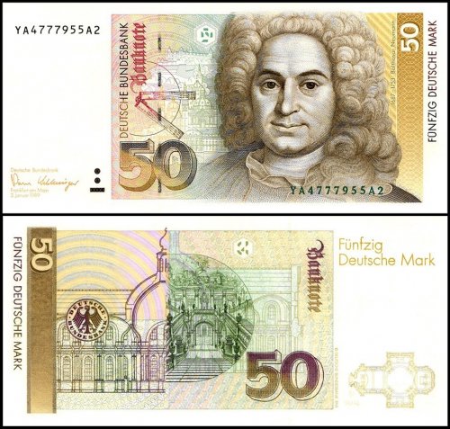 Germany Federal Republic 50 Deutsche Mark Banknote, 1989, P-40az, UNC, Replacement