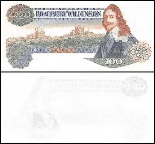 Great Britain Bradbury Wilkinson Promo Banknote, King Charles I, Obverse Stage, Blue Print