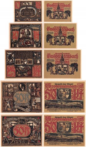 Grossbreitenbach 10-50 Pfennig 5 Pieces Notgeld Set, 1921, Mehl #478, UNC