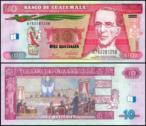 Guatemala 10 Quetzales Banknote, 2008, P-117, UNC