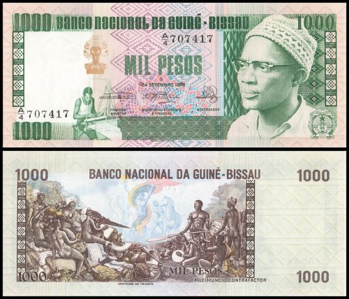 Guinea Bissau 1,000 Pesos Banknote, 1978, P-8b, UNC