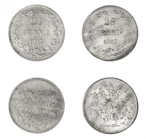 The Helsinki Summit 25 Pennia 2 Pieces Silver Coin Set, 1917, KM #19, Trump and Putin w/ COA
