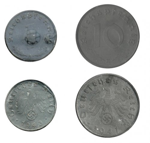 Adolf Hitler Album: Banknote, Stamp & Two Coins, w/ COA