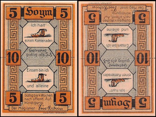 Hoym 10 Pfennig Notgeld, 1921 ND, Mehl #634.1, UNC