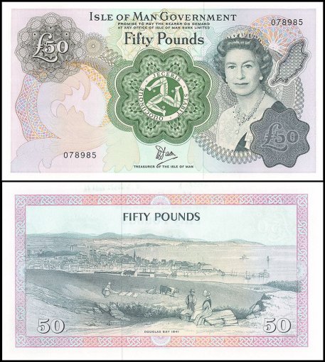 Isle of Man 50 Pounds Banknote, 1983, P-39a, Queen Elizabeth II - QEII, UNC