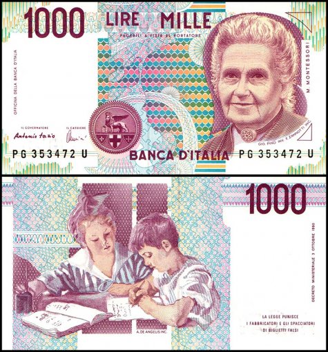 Italy 1000 Lire p-114a 1990 UNC Banknote 