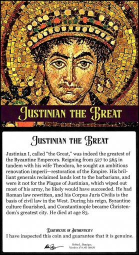 Justinian the Great (Black Box, Small), w/ COA