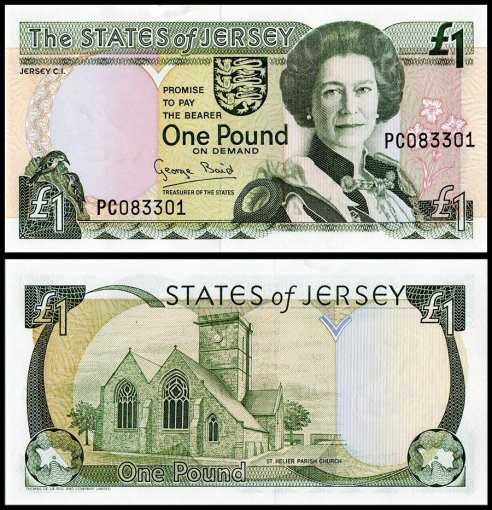 Jersey 1 Pound Banknote, 1993 ND, P-20, Used