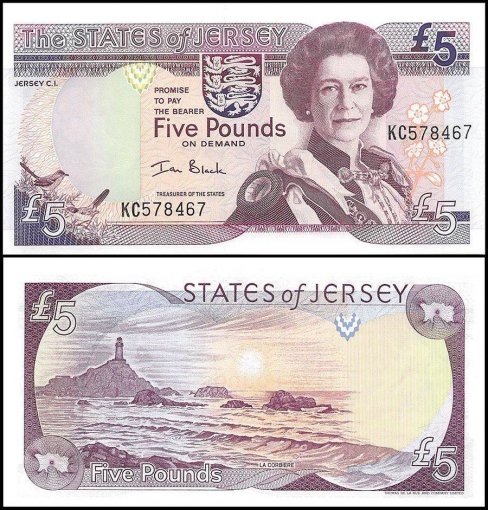 Jersey 5 Pounds Banknote, 2000, P-27, Queen Elizabeth II, UNC