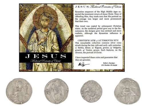 Jesus: Medieval Portraits of Christ (Box of Four Silver Coins), w/ COA