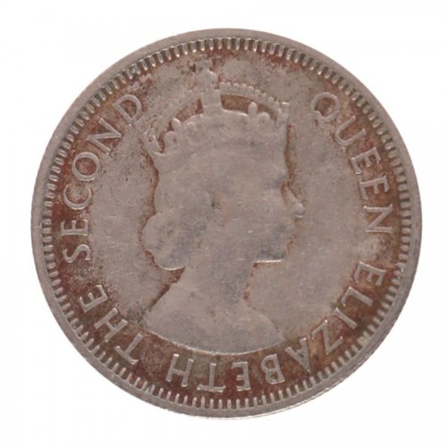 Fiji 6 Pence Silver Coin, 1953, KM #19, F-Fine, Queen Elizabeth II, Turtle