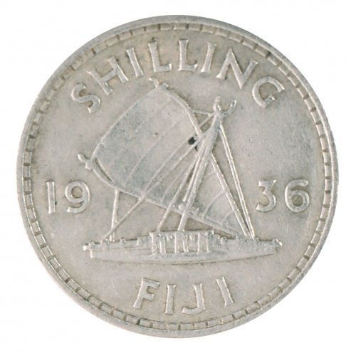 Fiji 1 Shilling 5.6 g Silver Coin, 1936, KM #4, XF - Extra Fine