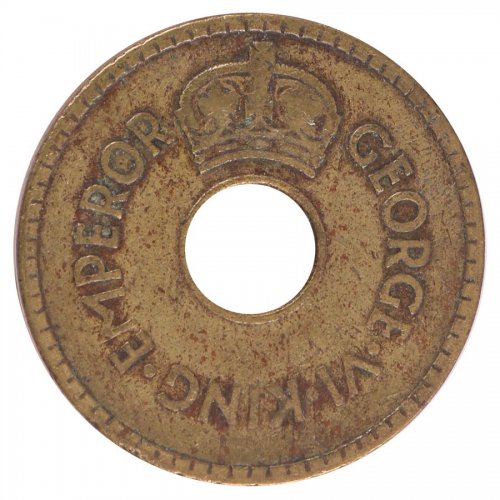Fiji 1 Penny Coin, 1942, KM #7a, VF-Very Fine, King George VI