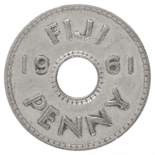 Fiji 1 Penny Coin, 1961, KM #21, VF-Very Fine, Queen Elizabeth II