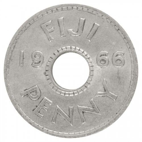 Fiji 1 Penny Coin, 1966, KM #21, XF-Extremely Fine, Queen Elizabeth II