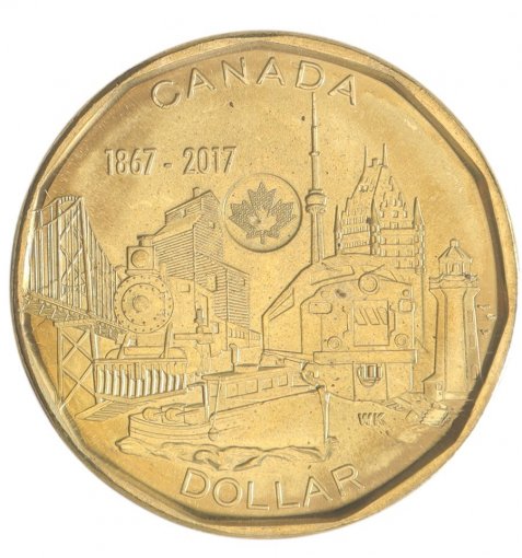 Canada 1 Dollar Coin, 2017 (1867-2017), N #105470, Mint, Commemorative, Landmarks, Queen Elizabeth II
