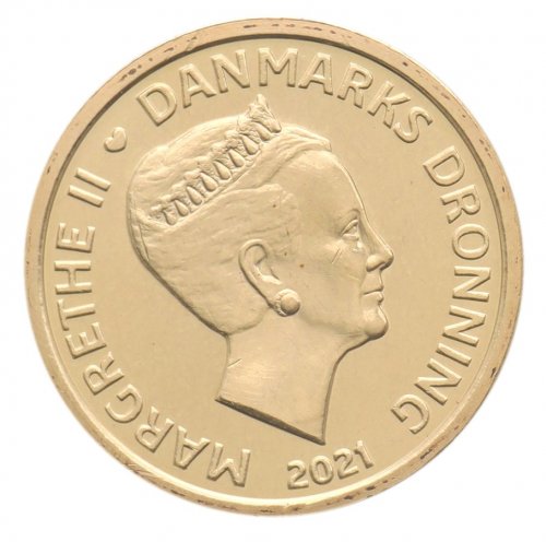 Denmark 10 Kroner Coin, 2021, KM #954, Mint, Magrethe II, Lion