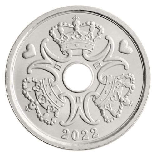 Denmark 1 Krone Coin, 2022, KM #873, Mint, Crown, Royal Mint