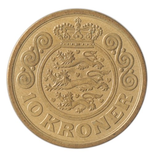Denmark 10 Kroner Coin, 1994-1999, KM #877, XF-Extremely Fine