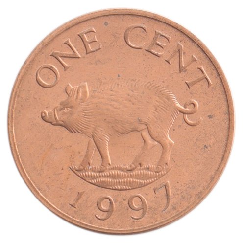 Bermuda 1 Cent Coin, 1991-1998, KM #44b, VF-Very Fine, Queen