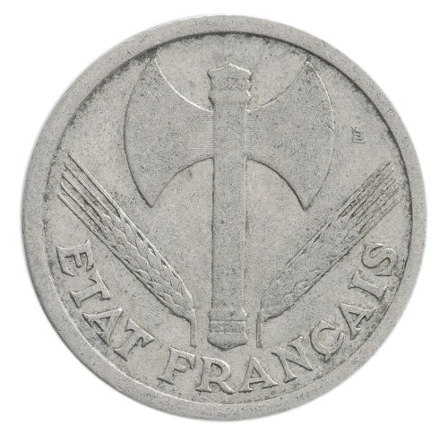 France 2 Francs Coin, 1943-1944, KM #904, VF-Very Fine, Double