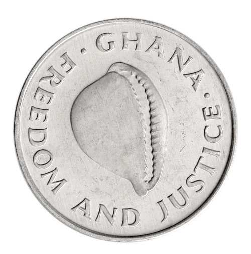 Ghana 20 Cedis Coin, 1991-1999, KM #30, XF-Extremely Fine, Cowrie