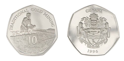 Guyana 1 - 10 Dollars, 3 Pieces Coin Set, 1996, KM #50-52, Mint