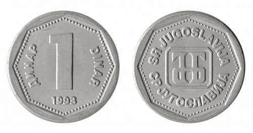 Yugoslavia 1-100 Dinars 6 Pieces Coin Set, 1993, KM #154-159, Mint