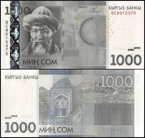 Kyrgyzstan 1 Som 1994  P-7 Banknotes UNC 