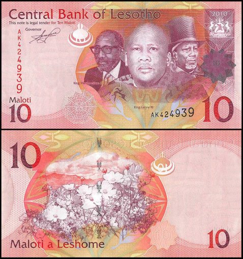 Lesotho 10 Maloti Banknote, 2010, P-21, UNC
