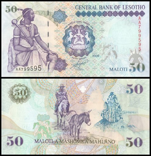 Lesotho 50 Maloti Banknote, 2009, P-17e, UNC