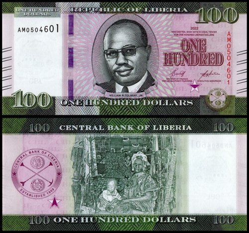 Liberia 100 Dollars Banknote, 2022, P-41a.2, UNC