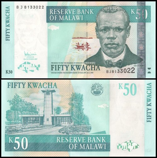 Malawi 50 Kwacha Banknote, 2007, P-53c, UNC