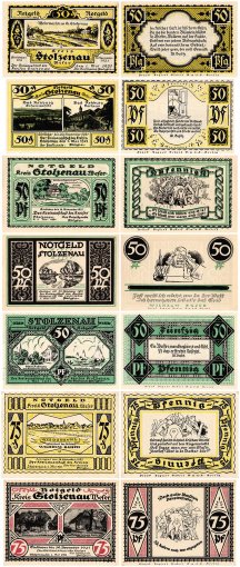 Stolzenau 50 - 75 Pfennig 7 Pieces Notgeld Set, 1921, Mehl #1276.2, UNC