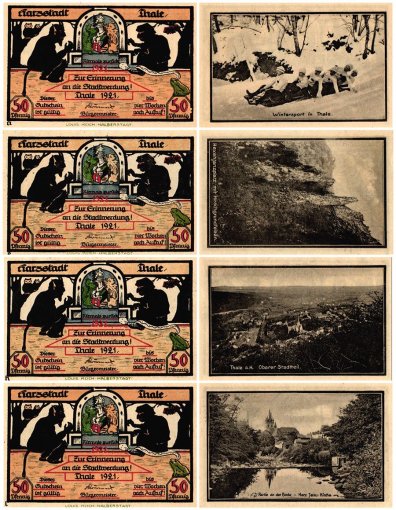 Thale 50 Pfennig 4 Pieces Notgeld Set, 1921, Mehl #1320.15, UNC