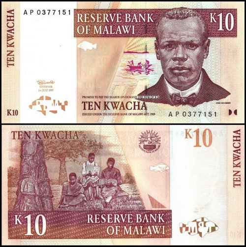 Malawi 10 Kwacha Banknote, 1997, P-37, UNC