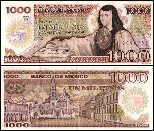 Mexico 1,000 Pesos Banknote, 1985, P-85a.11, UNC, Series XS