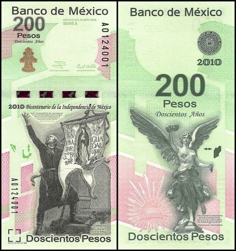 Mexico 200 Pesos Banknote, 2008, P-129, UNC, Series A