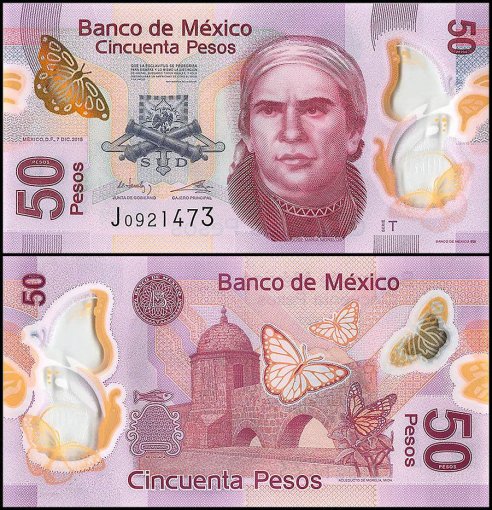 Mexico 50 Pesos Banknote, 2015, P-123Ae, UNC, Series T, Polymer