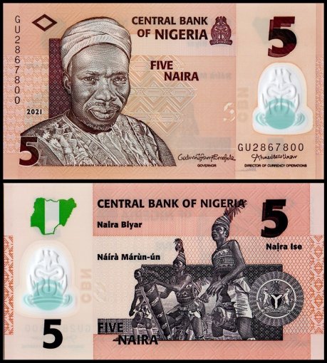 Nigeria 5 Naira Banknote, 2021, P-38l, UNC, Polymer