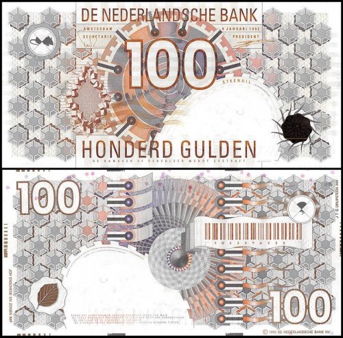 Netherlands 100 Gulden Banknote, 1992, ND 1993, P-101, UNC