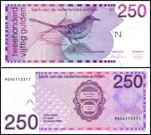 Netherlands Antilles 250 Gulden Banknote, 1986, P-27, UNC