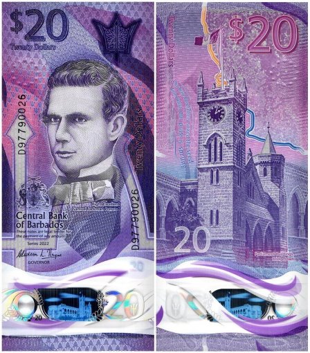 Barbados 2-100 Dollars 6 Pieces Full Banknote Set, 2022, P-80-85, UNC, Polymer