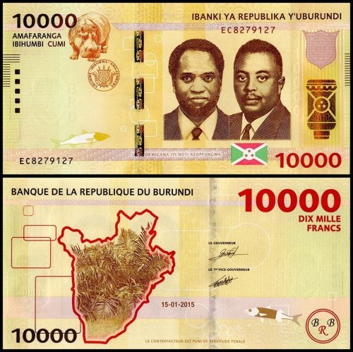 Burundi 500-10,000 Francs 5 Pieces Banknote Set, 2015, P-50-54, UNC