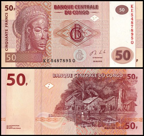 Congo Democratic Republic 50-500 Francs 4 Pieces Full Banknote Set, 2013, P-96-99, UNC