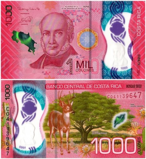 Costa Rica 1,000-5,000 Colones 3 Pieces Full Banknote Set, 2018-2019, P-280-282, UNC, Polymer