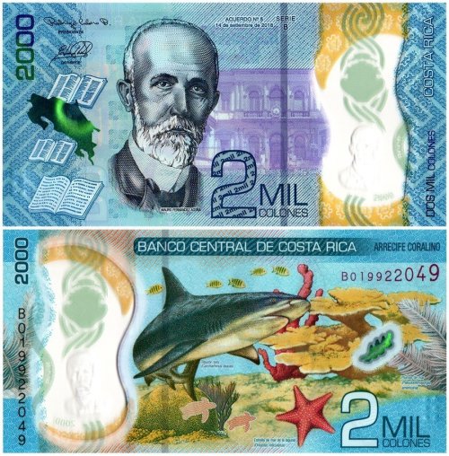 Costa Rica 1,000-20,000 Colones 5 Pieces Full Banknote Set, 2018-2019, P-280-284, UNC, Polymer